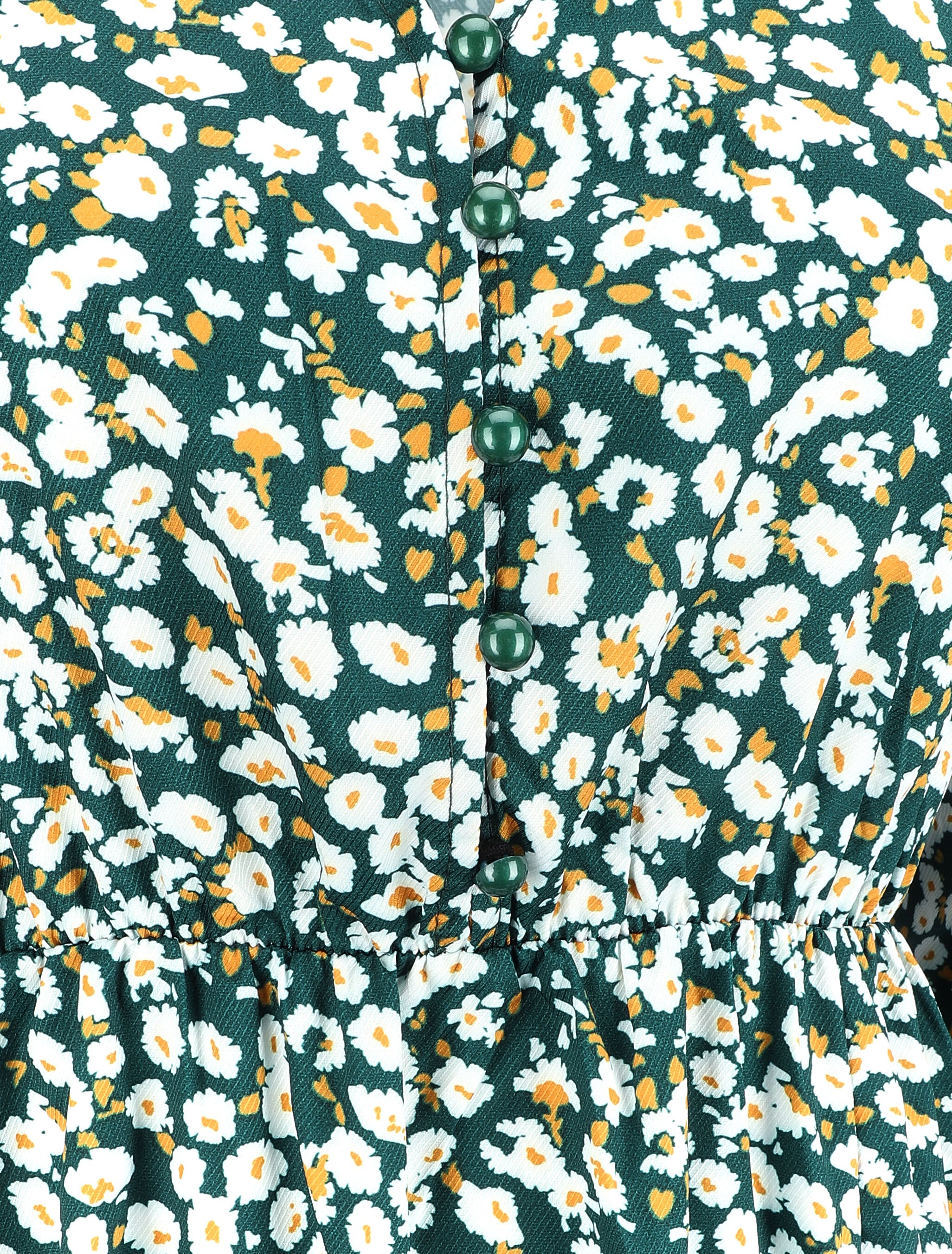Robe taille empire à imprimé marguerite - Vert - 3