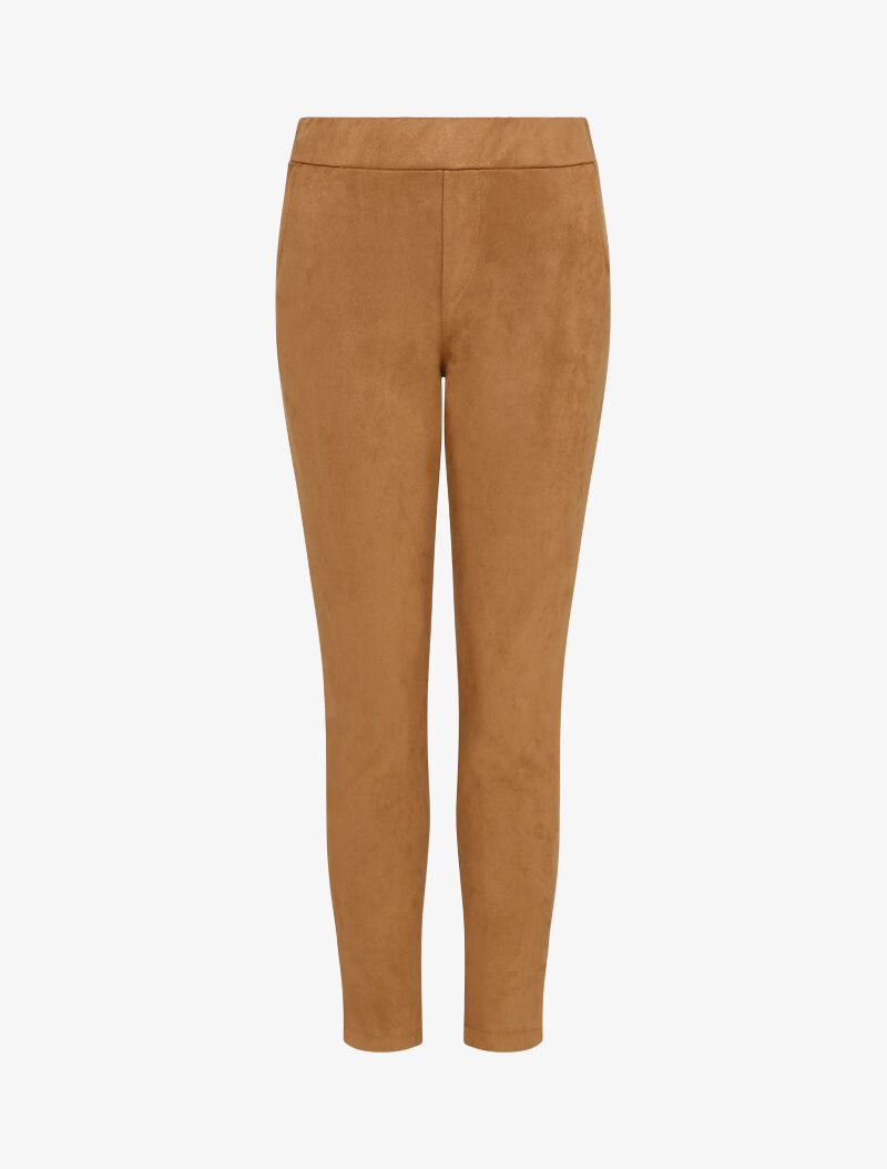 Pantalon droit effet nubuck - Camel - 1