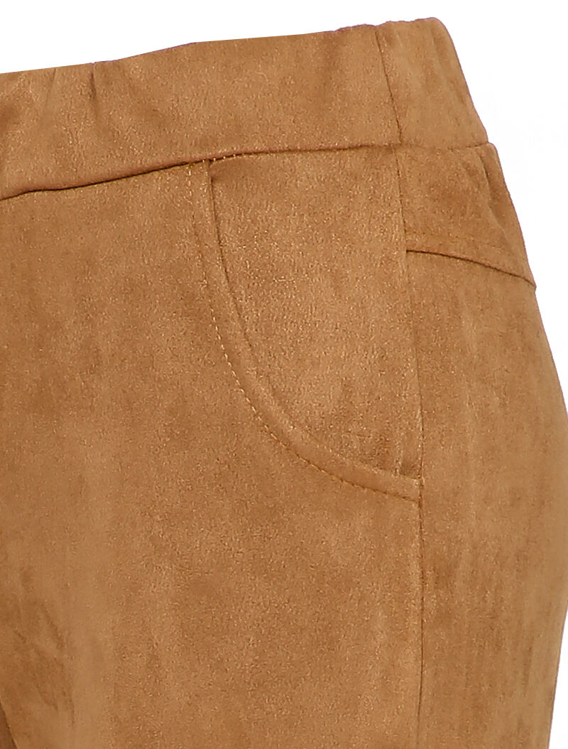 Pantalon droit effet nubuck - Camel - 3