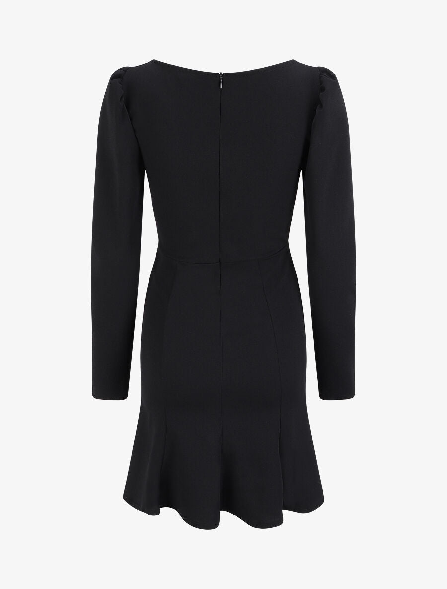 Robe volantée à manches gigot - Noir - 2