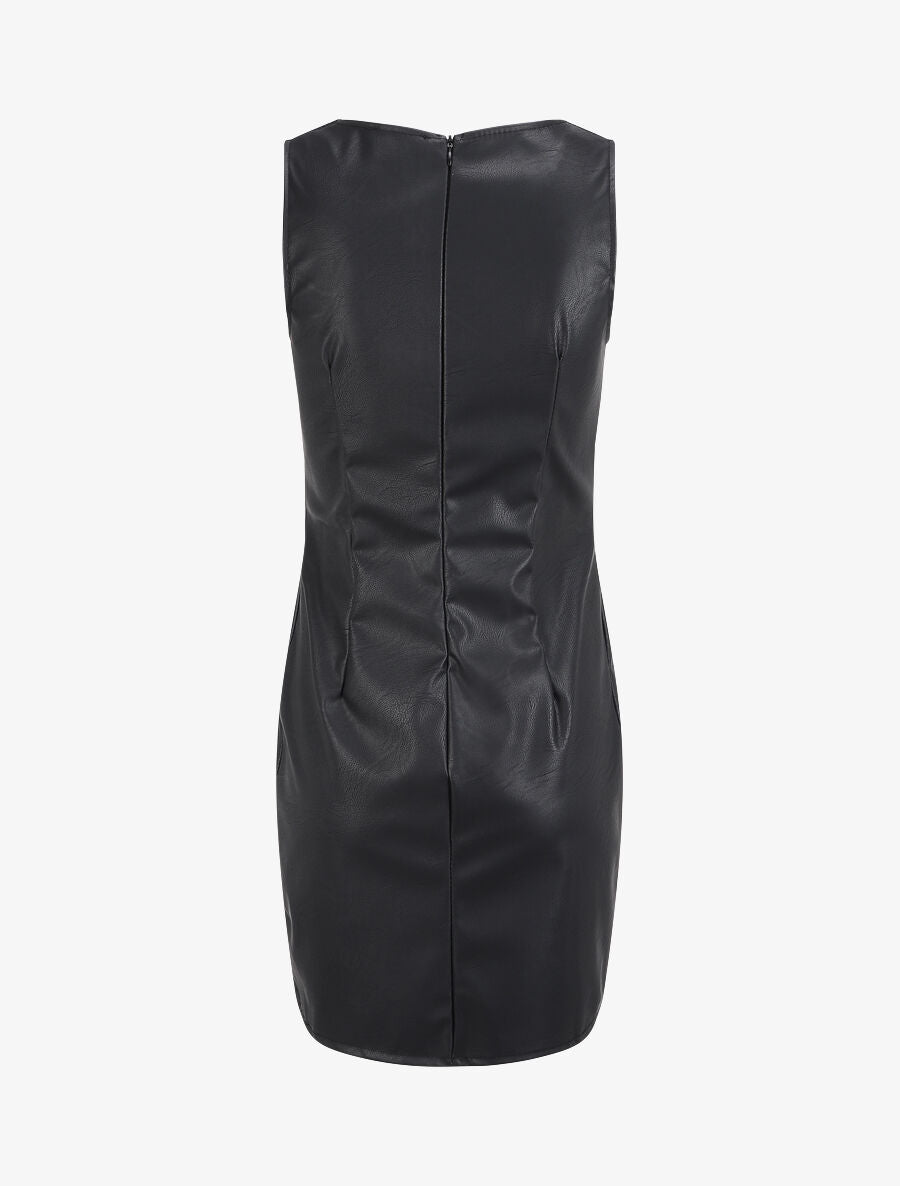 Robe en simili à chaîne à maillons stylisés - Noir - 2