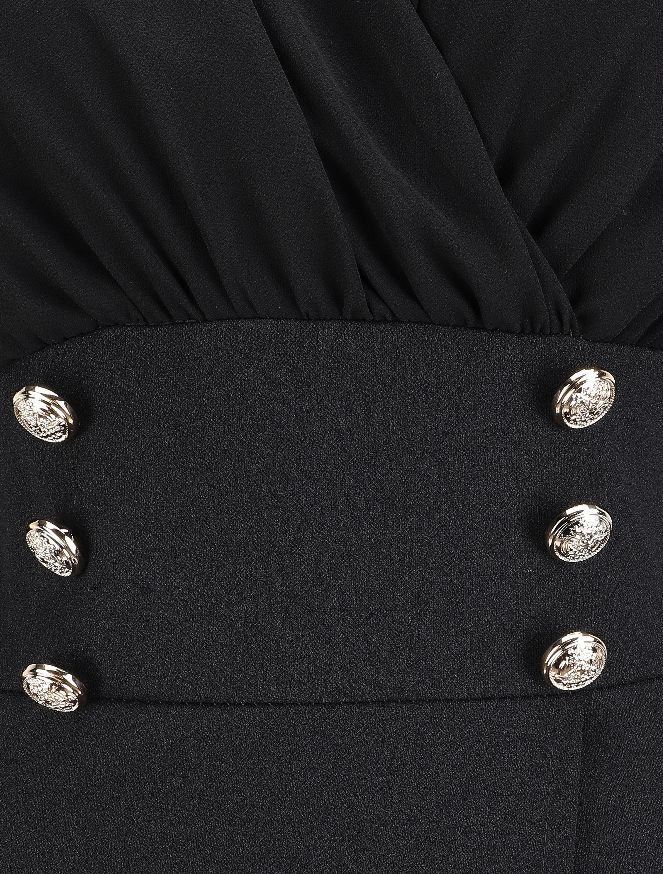 Robe droite à col cache-coeur - Noir - 3
