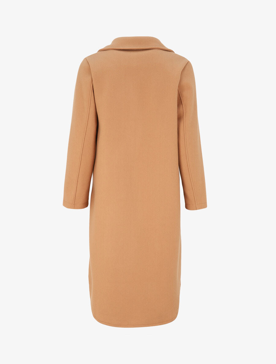 Manteau long à bords asymétriques et détail boutons - Camel - 2