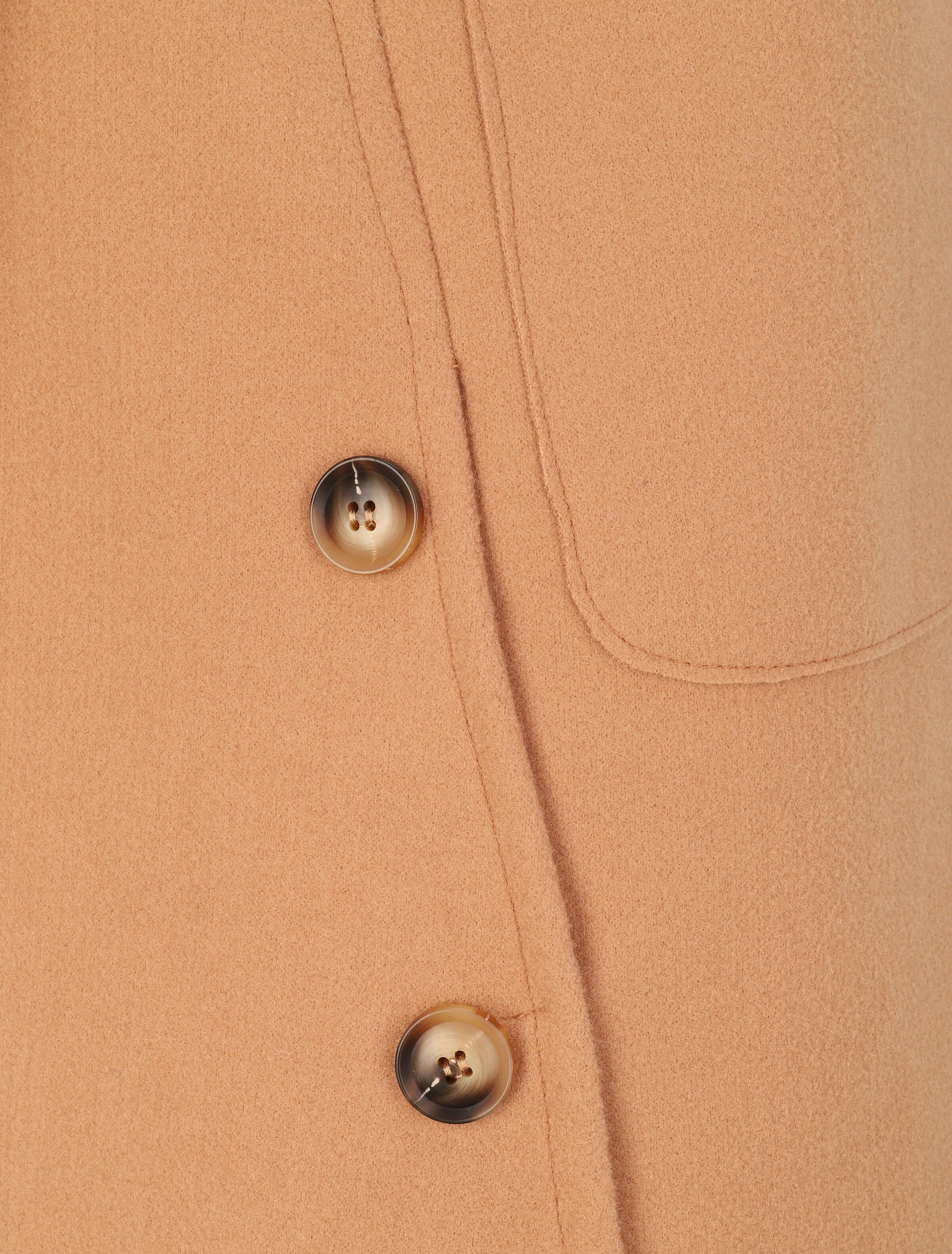 Manteau long à bords asymétriques et détail boutons - Camel - 4