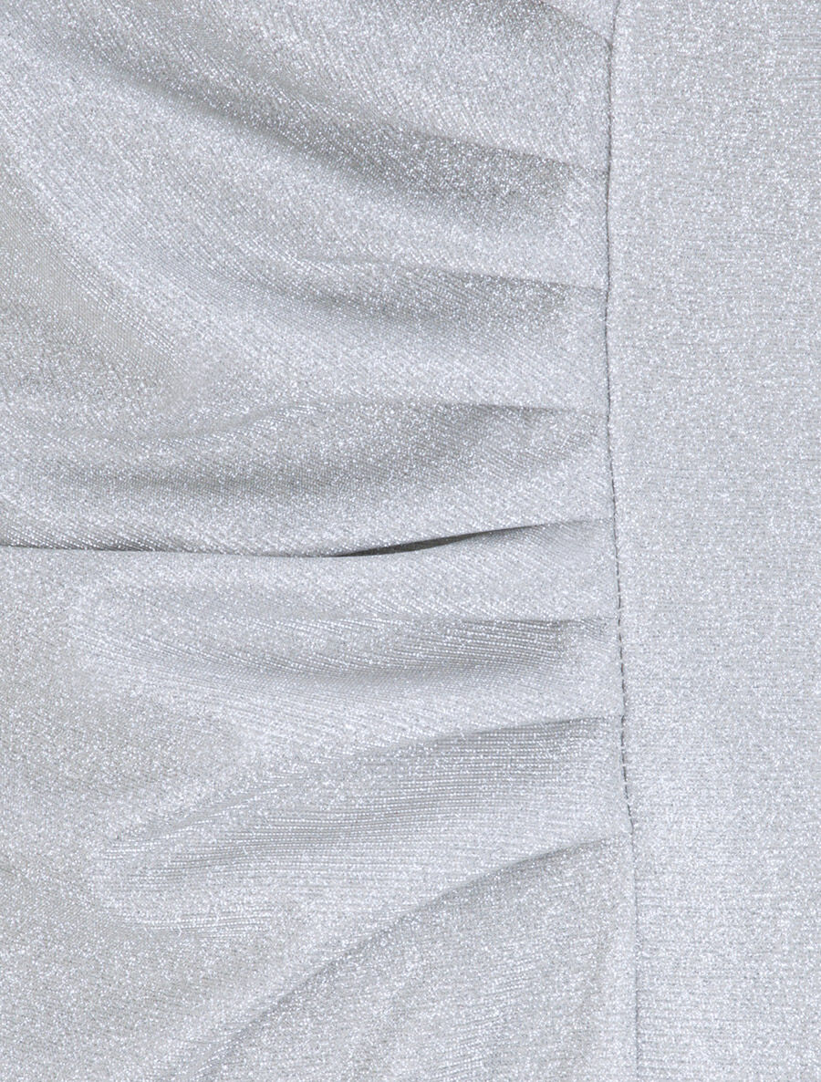 Robe pailletée à col asymétrique et détail drapé - Gris clair - 3