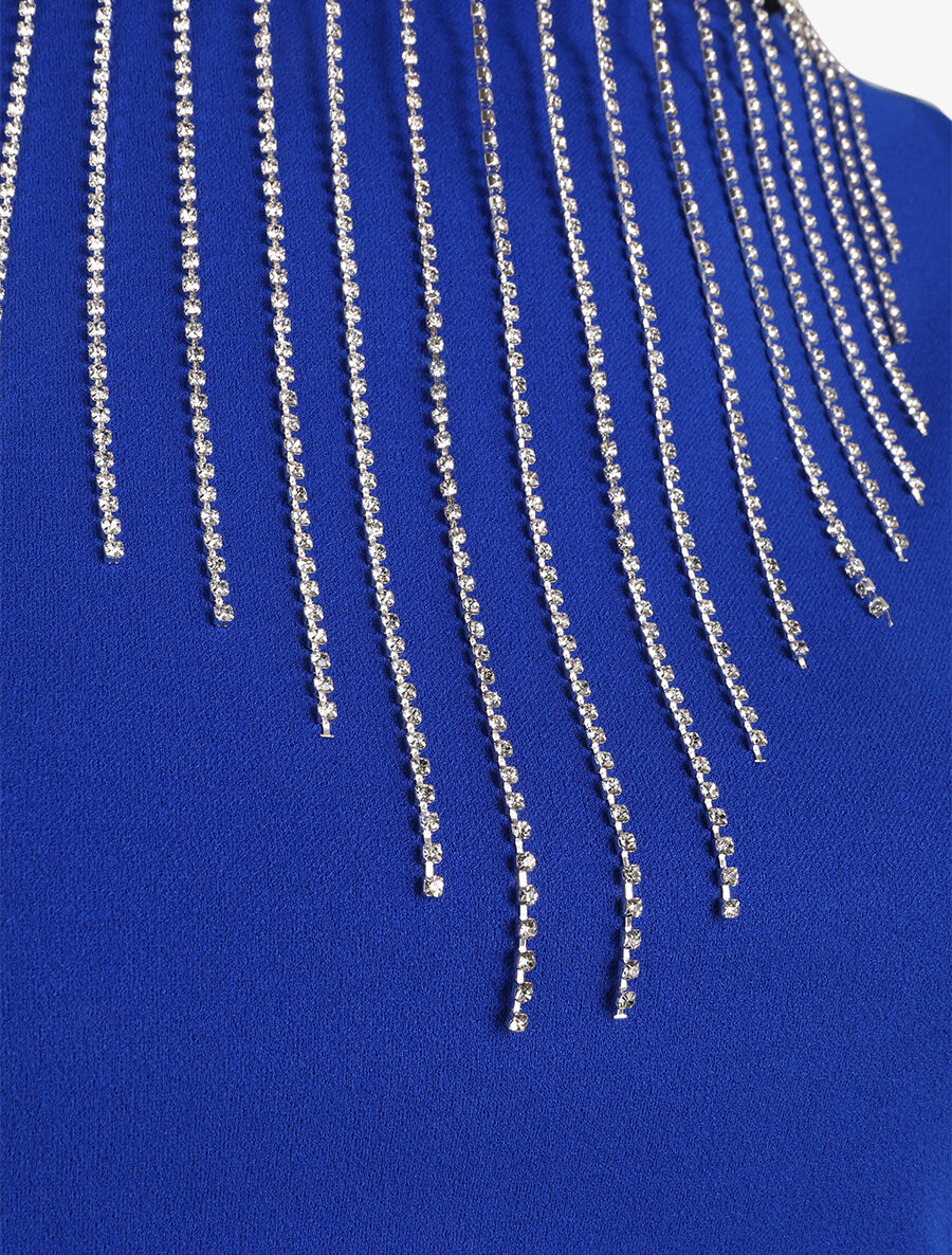 Robe sans manches à col bijou à strass - Bleu électrique - 3