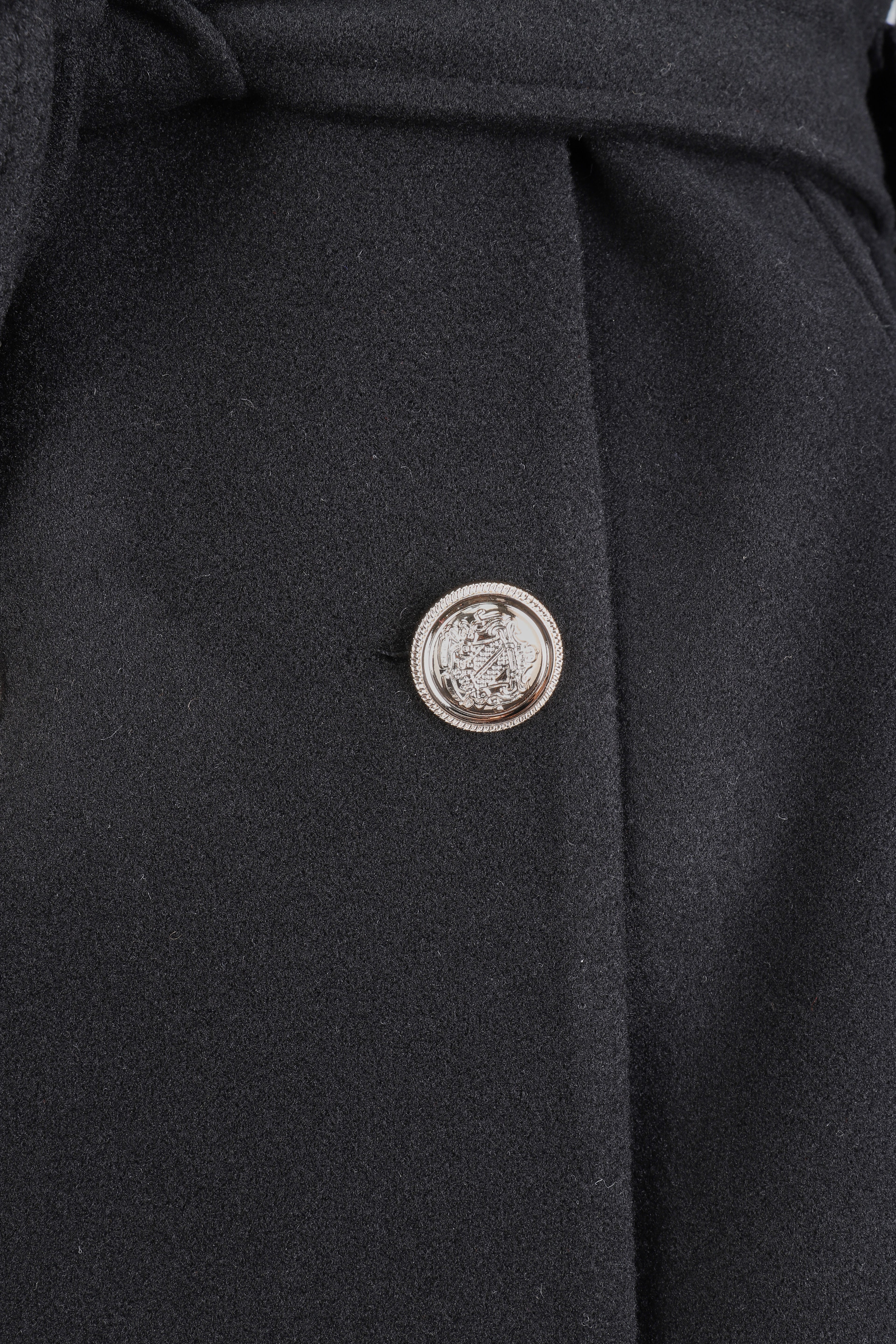 Manteau croisé à col cranté - Noir - 3