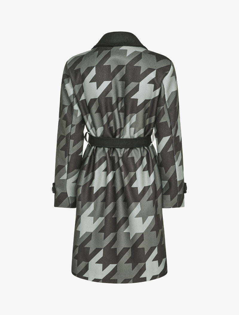 Manteau croisé à imprimé pied de coq - Vert - 2