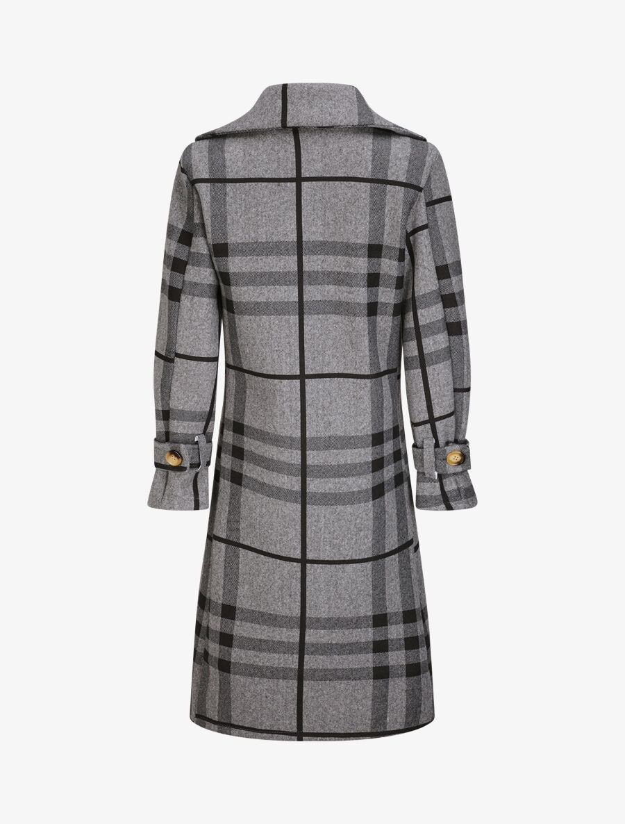 Manteau à carreaux style trench - Gris - 2