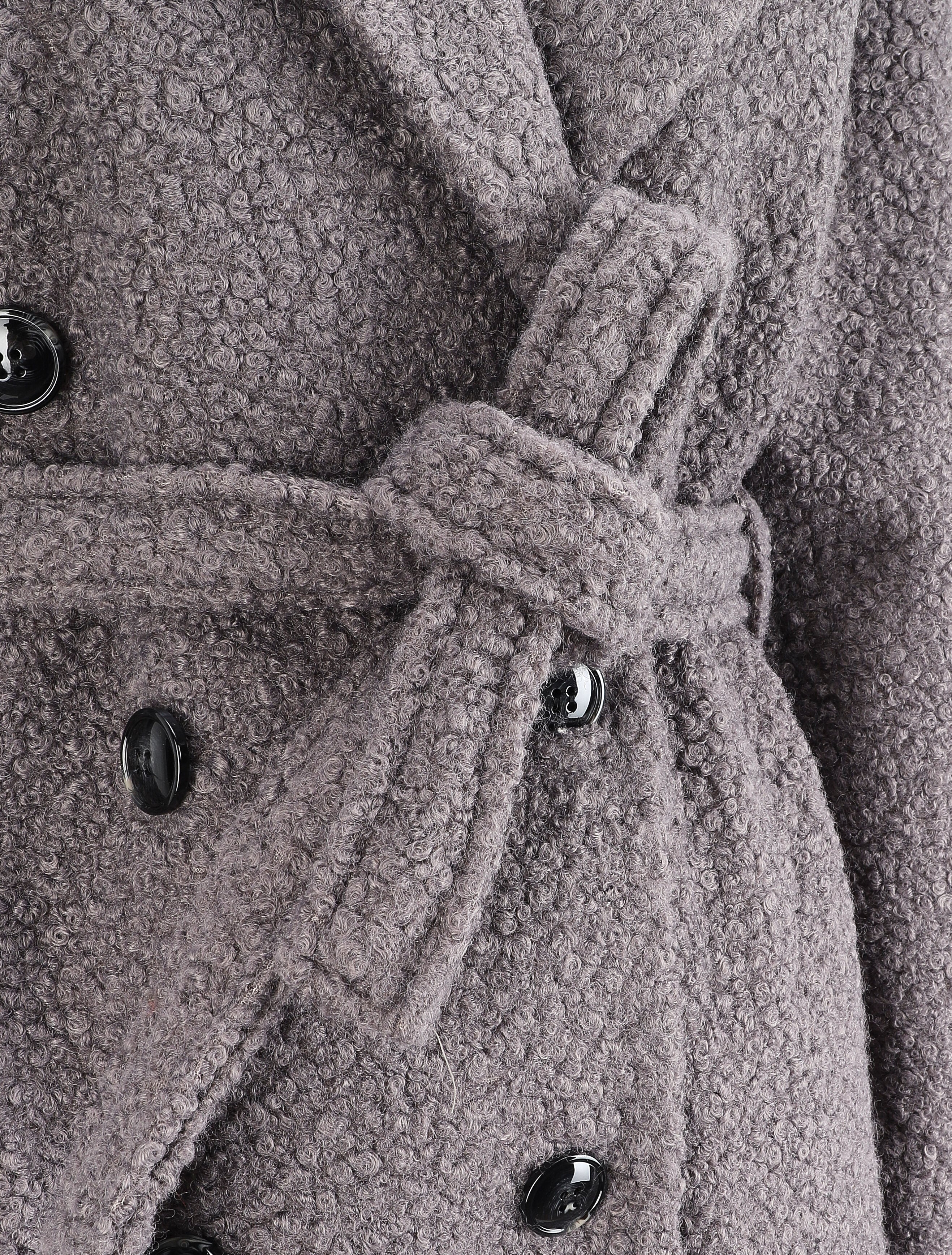 Manteau long en maille bouclette - Gris - 3