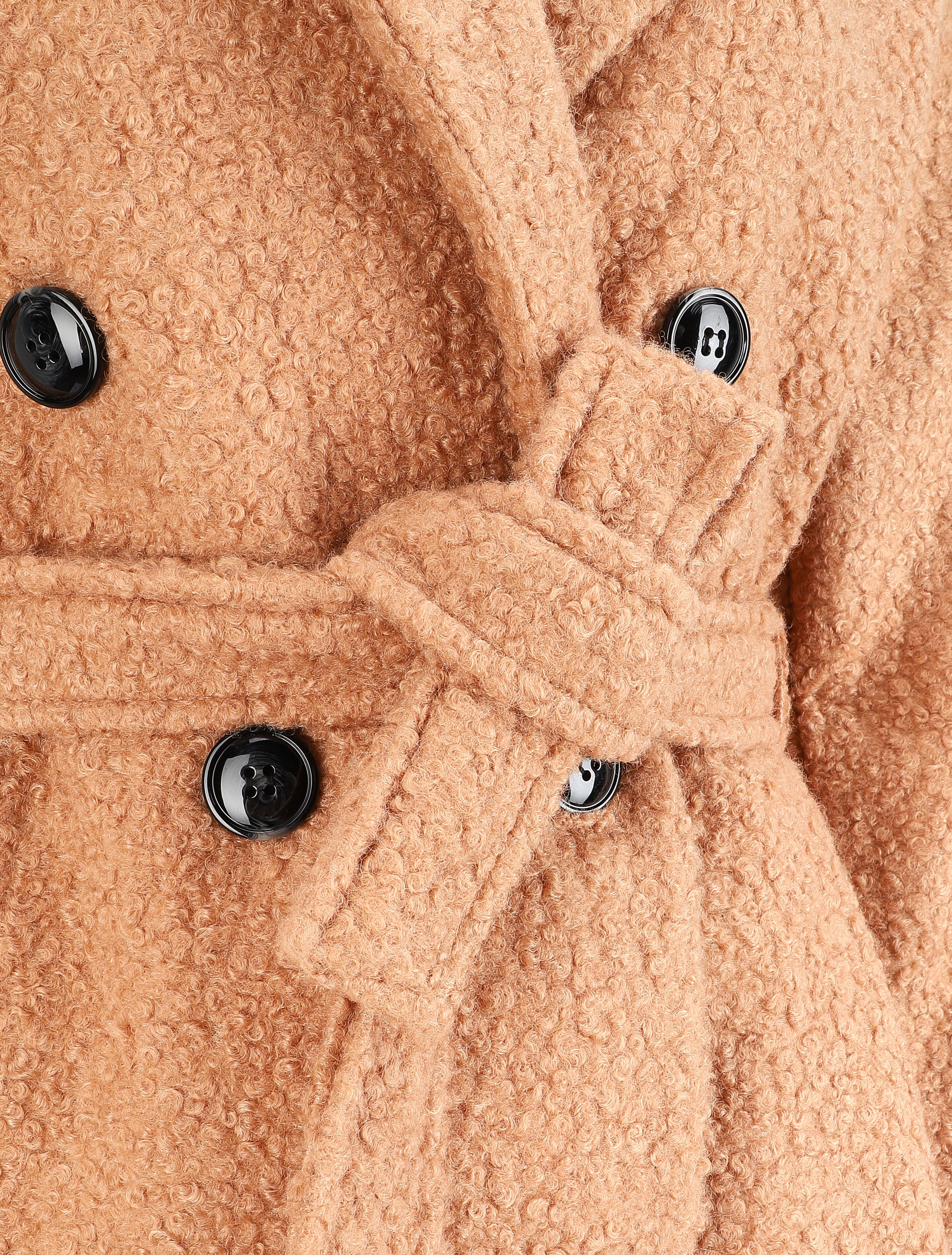 Manteau long en maille bouclette - Camel - 3