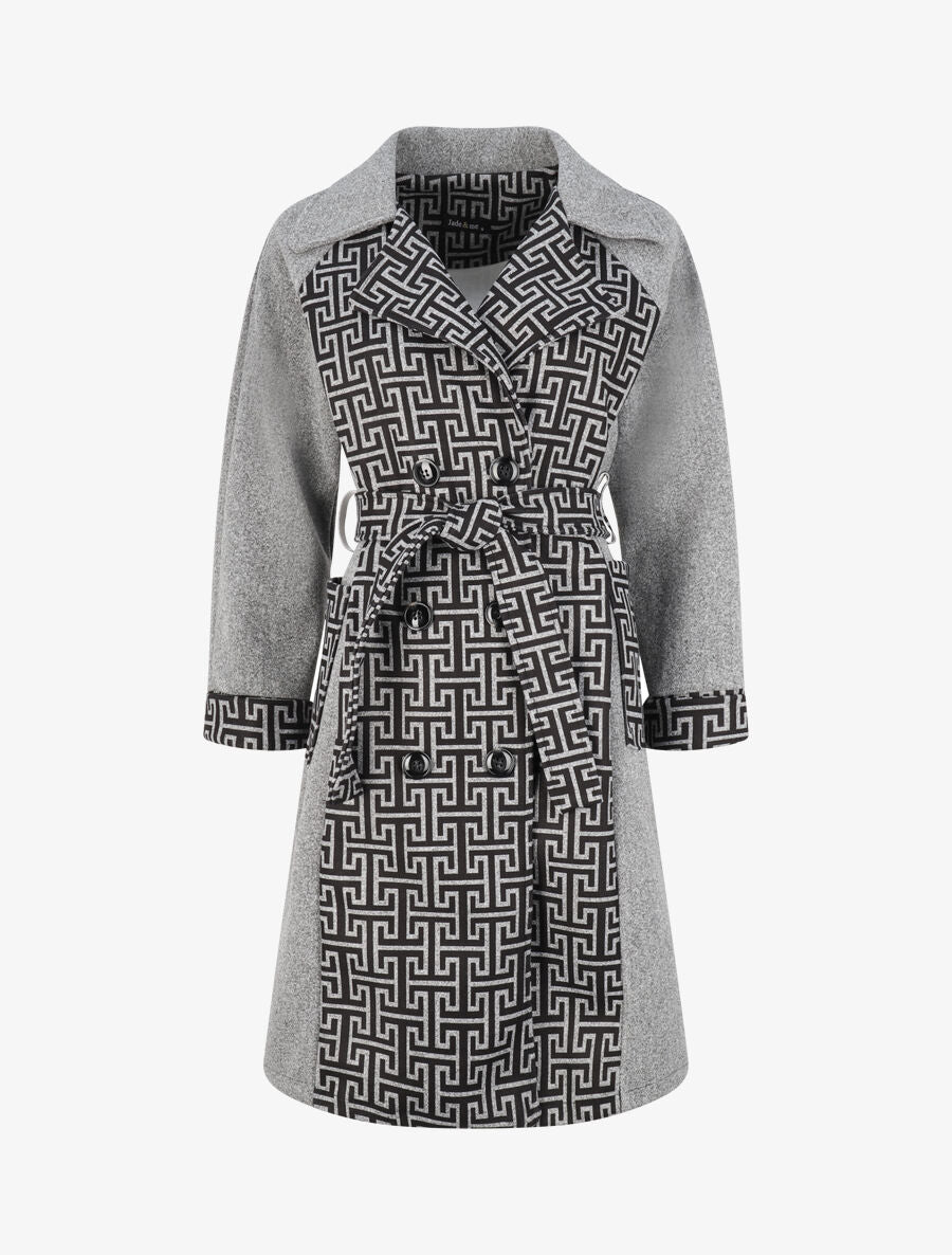 Manteau à motif grec - Gris - 1