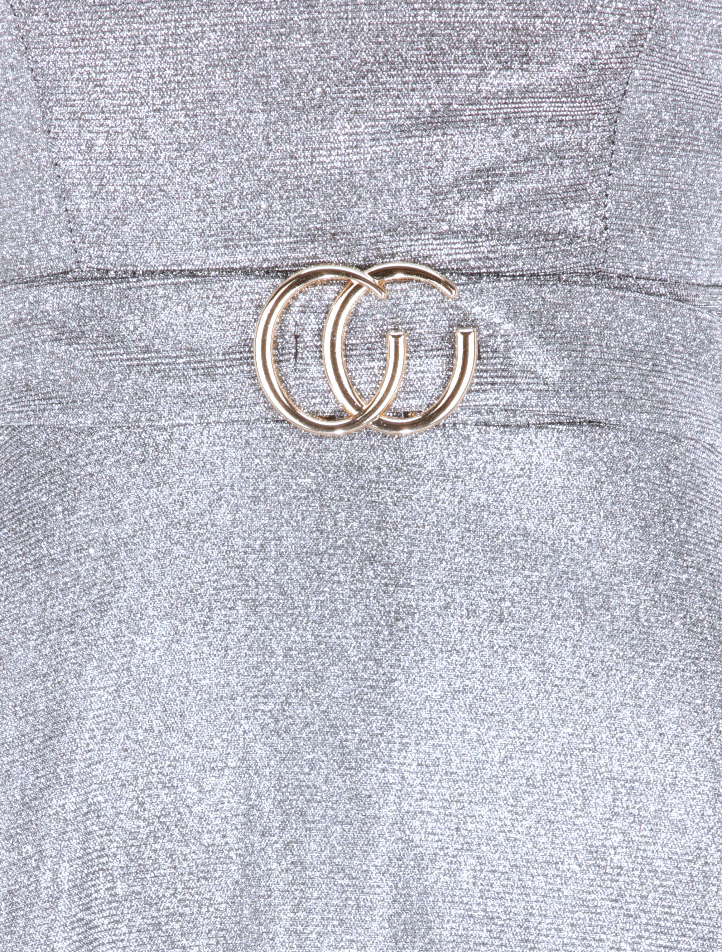 Robe longue à col V et paillettes - Argent - 3