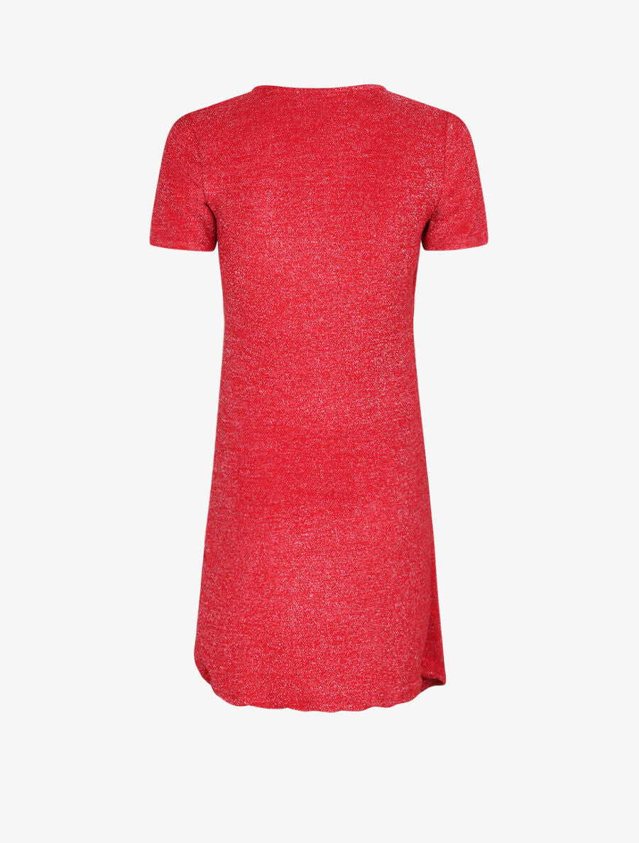 Robe drapée et irisée à manches courtes - Rouge - 2