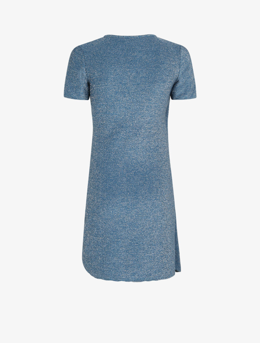 Robe drapée et irisée à manches courtes - Bleu - 2