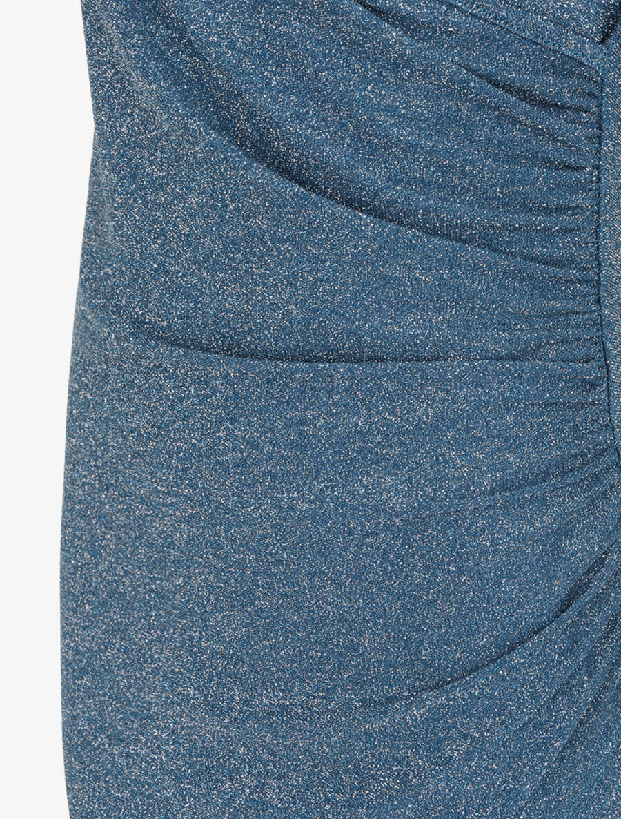 Robe drapée et irisée à manches courtes - Bleu - 3