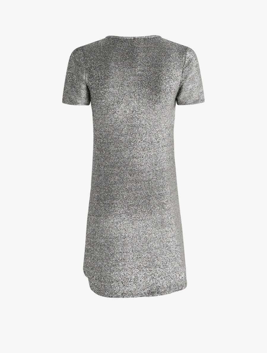 Robe drapée et irisée à manches courtes - Argent - 2