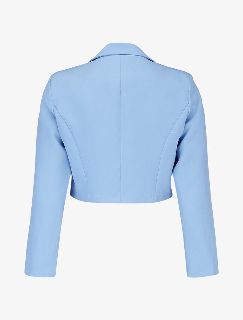 Veste courte à encolure crantée - Bleu ciel - 2