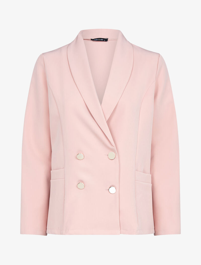 Blazer croisée à boutons décoratifs - Rose - 1