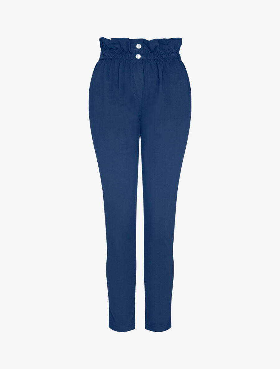 Pantalon uni coupe carotte - Marine - 1