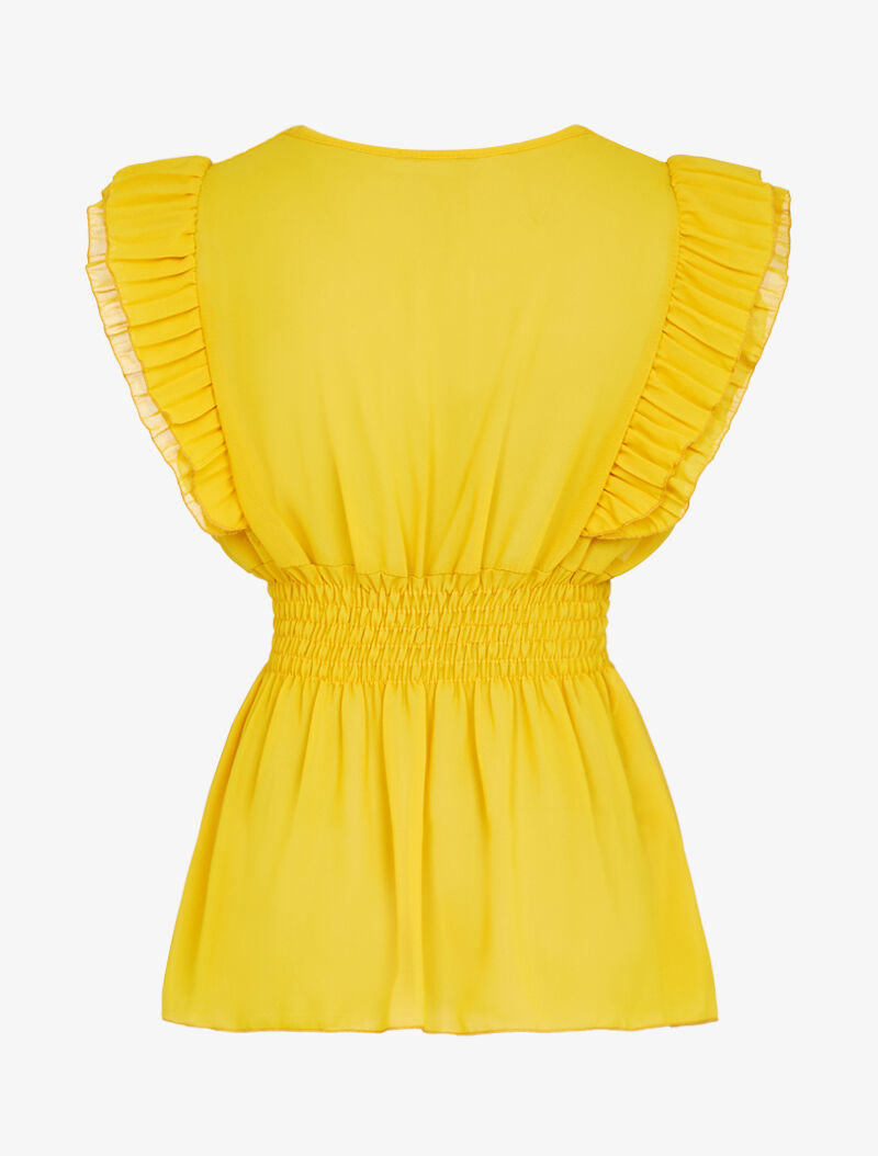 Top transparent à bandes gaufrées - Jaune - 2