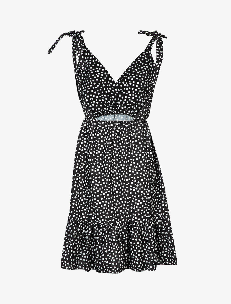 Robe à imprimé à pois - Noir - 2