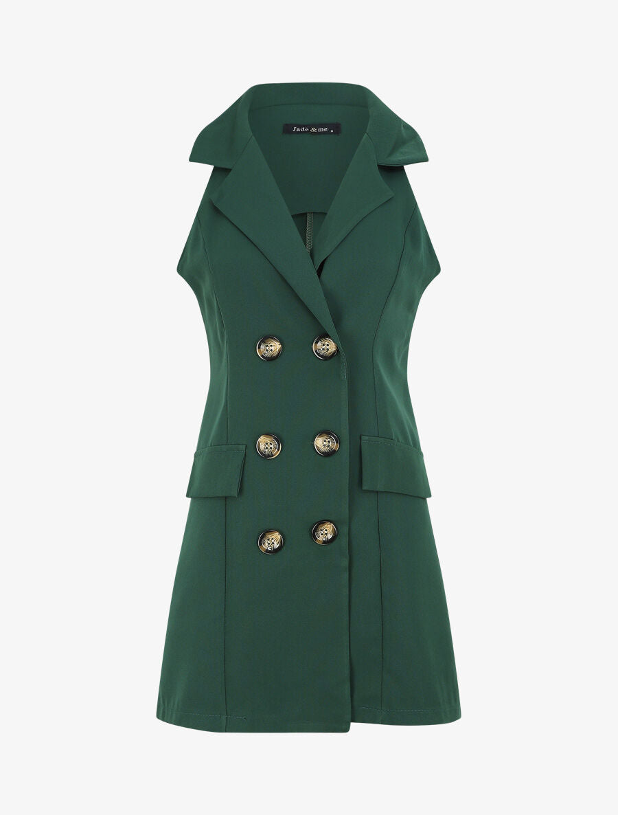 Veste croisée sans manches - Vert - 1