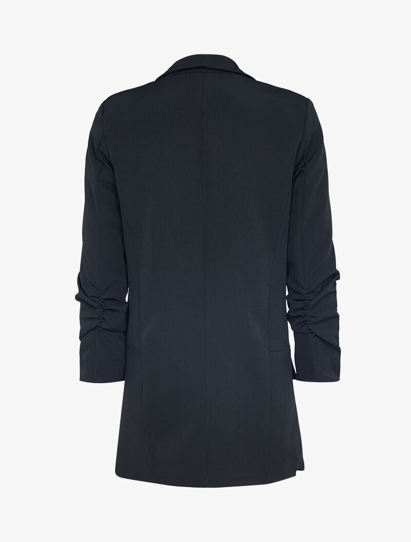 Blazer satiné à manches plissées - Noir - 2