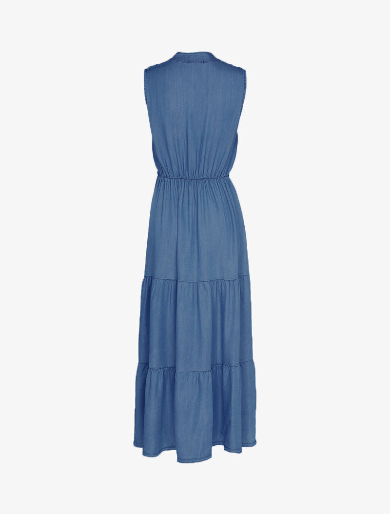 Robe longue à boutonnière - bleu denim - 2