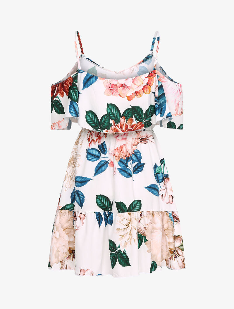 Robe à basques imprimé fleurs sauvages - Blanc - 2