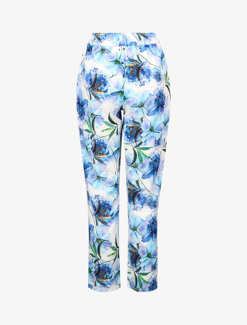 Pantalon carotte à imprimés - Bleu - 2