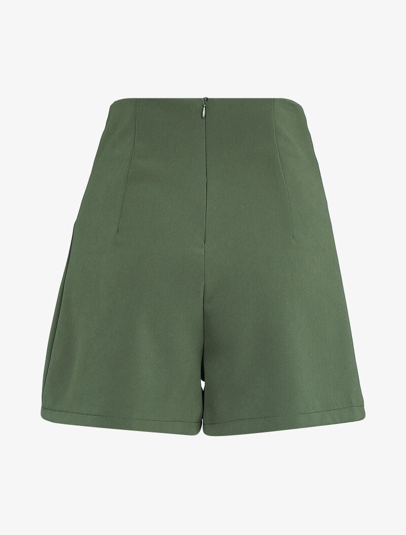 Short fluide à taille empire - Kaki - 2