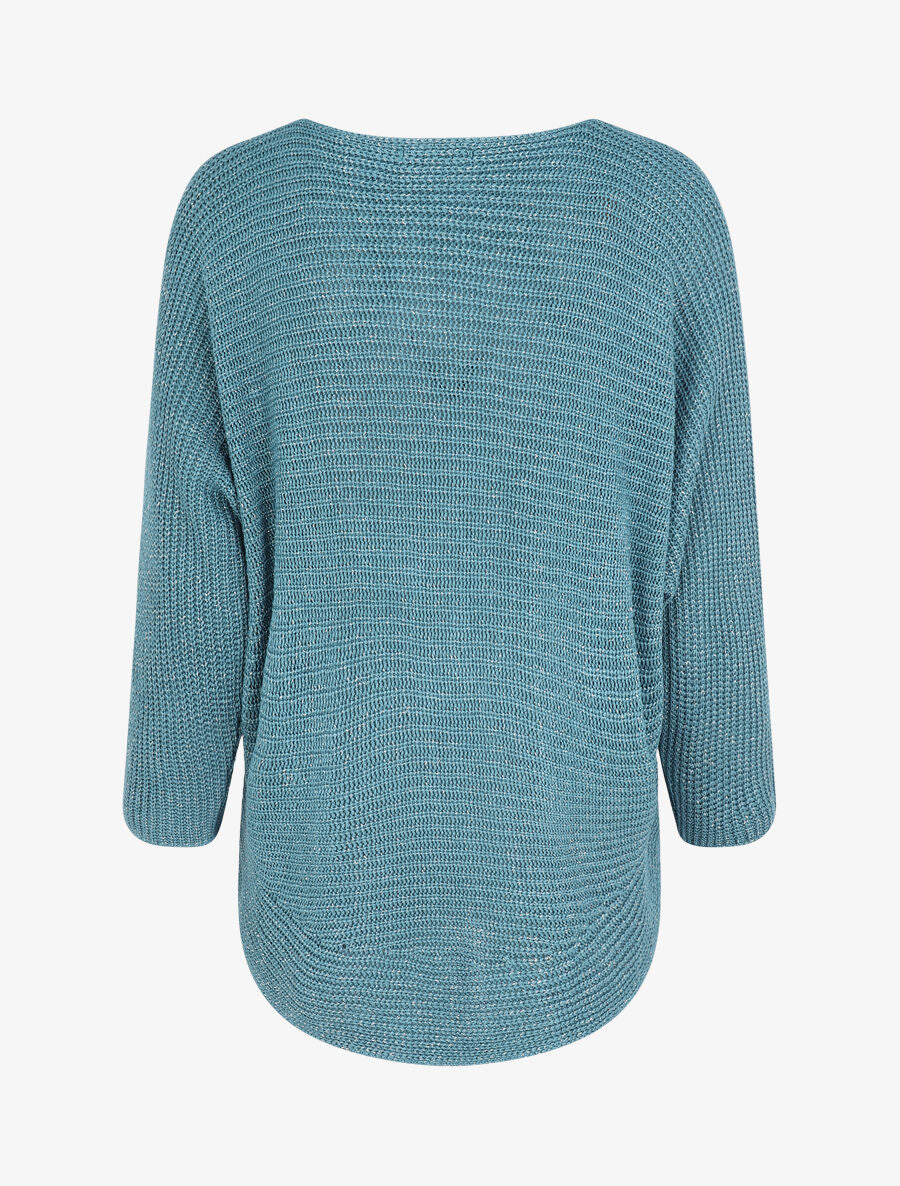 Pull loose irisé à bords arrondis - Bleu charrette - 2
