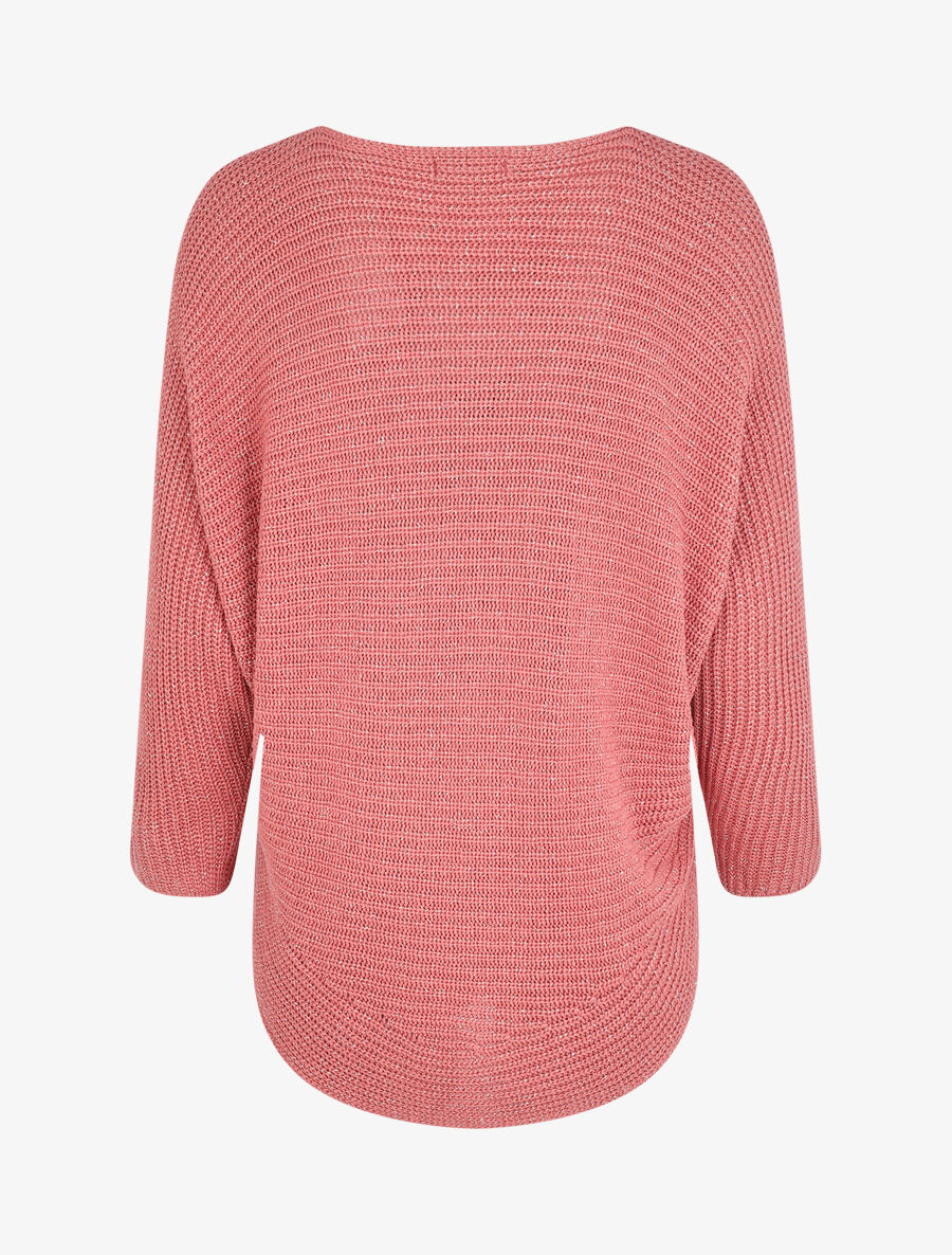 Pull loose irisé à bords arrondis - Rose foncé - 2