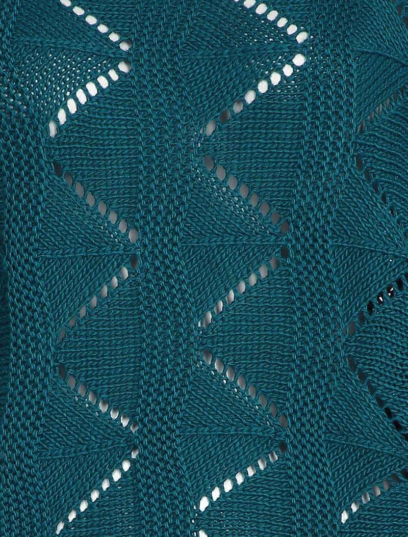 Pull loose en maille geométrique ajourée - Bleu canard - 3