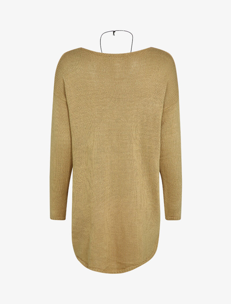 Pull loose à dos long et col bateau - Camel - 2