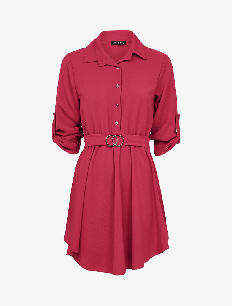 Robe patineuse à boucle dorée stylisée - Bordeaux - 1