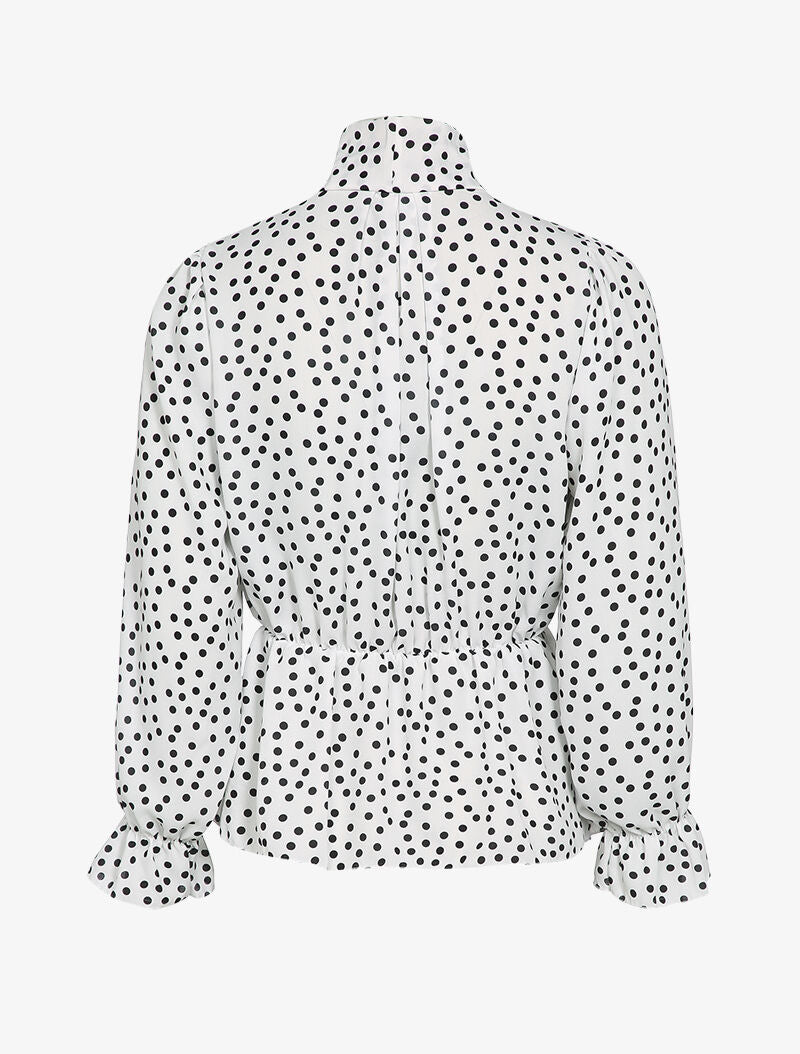 Blouse péplum à imprimé à pois - Blanc - 2