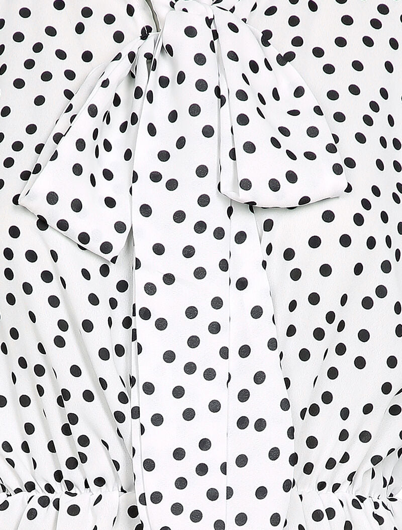 Blouse péplum à imprimé à pois - Blanc - 3