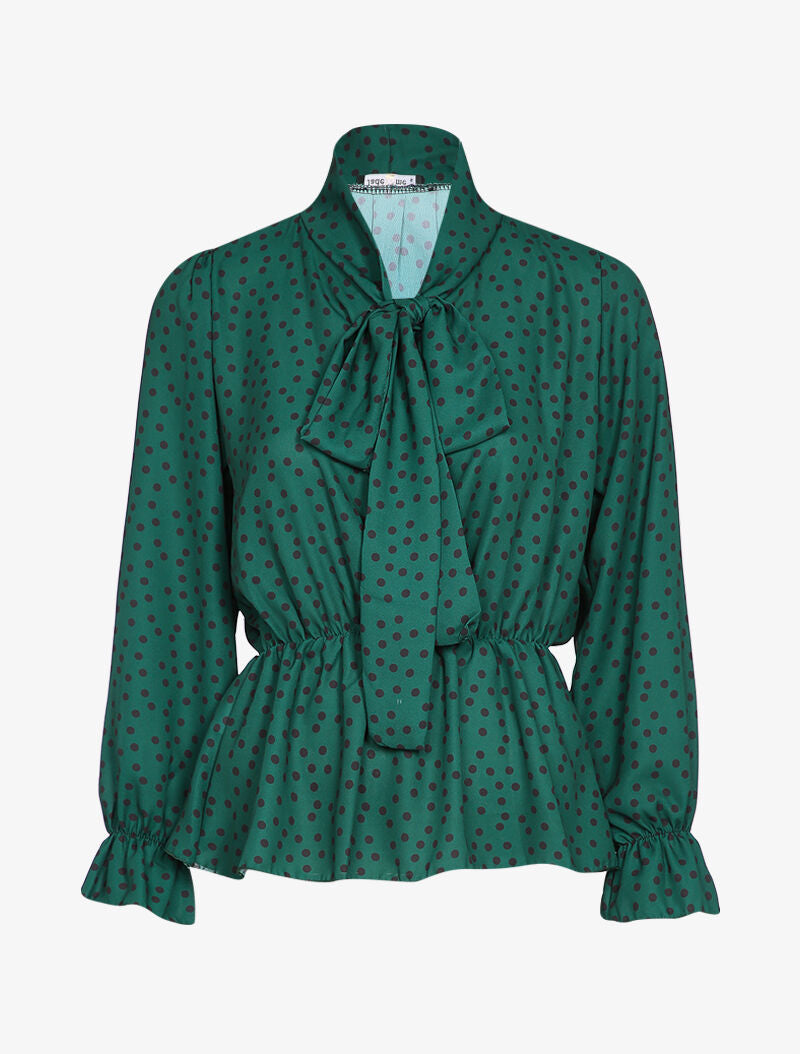 Blouse péplum à imprimé à pois - Vert - 1