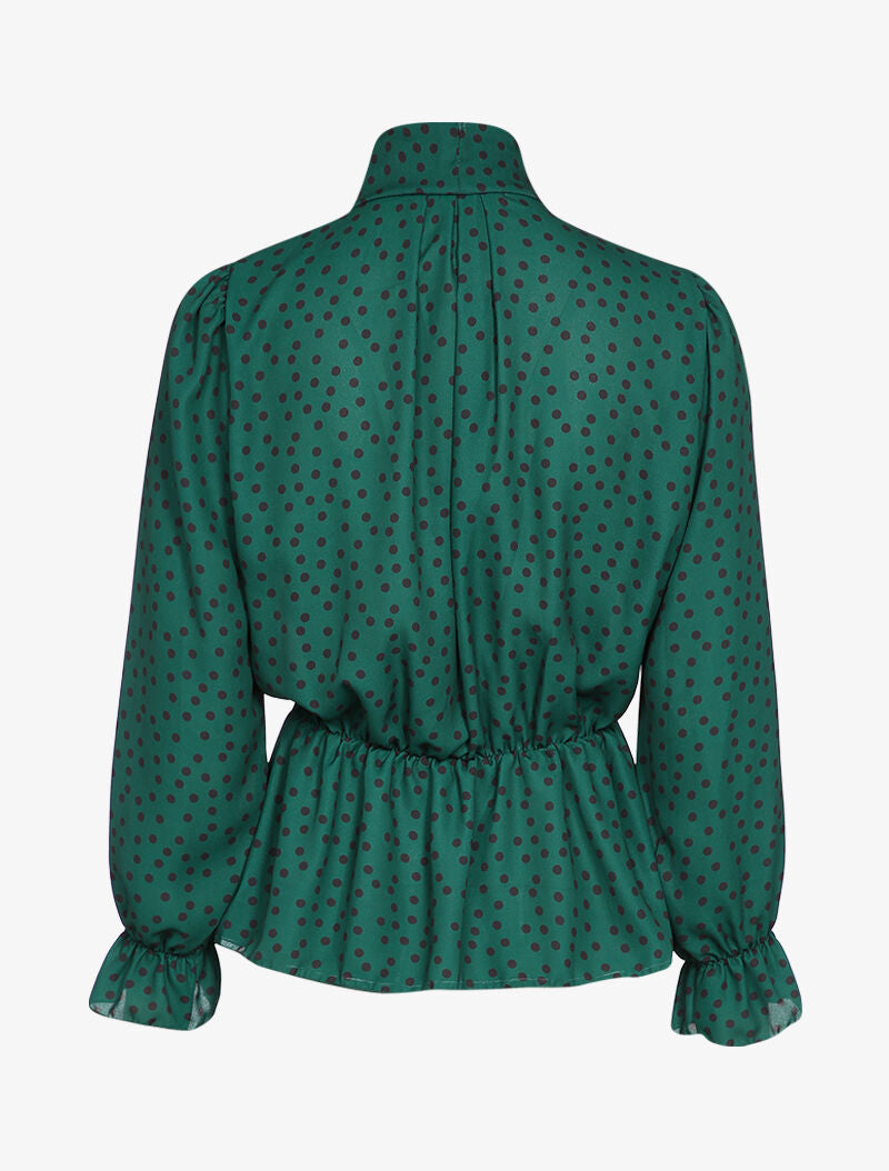 Blouse péplum à imprimé à pois - Vert - 2