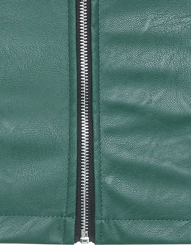 Mini jupe crayon à zip en simili - Vert sapin - 3