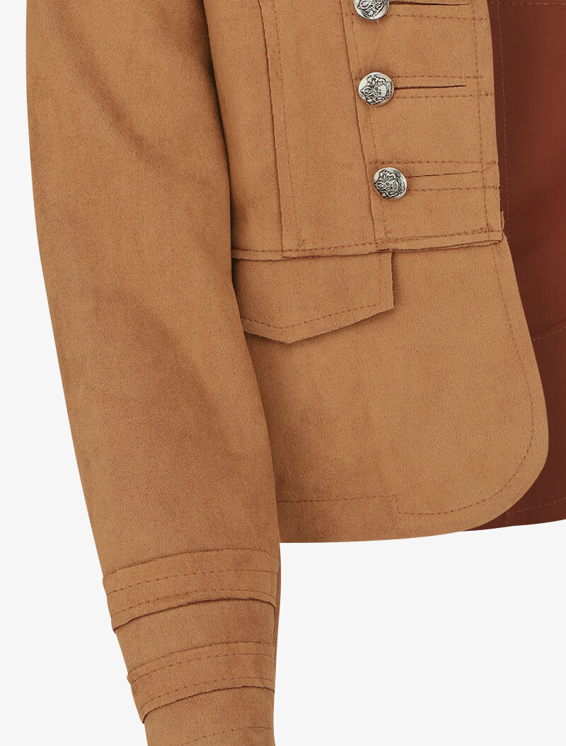 Veste courte en suédine style officier - Camel - 3