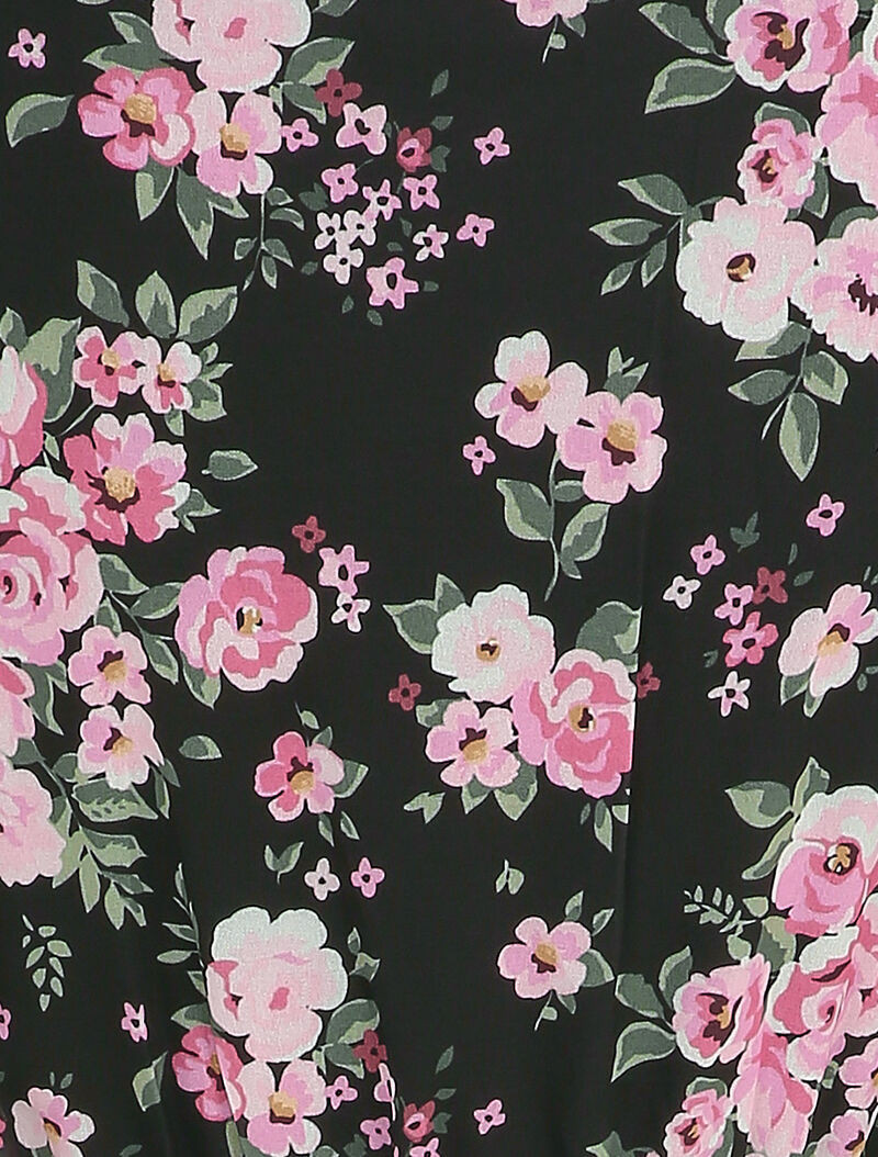 Robe portefeuille volantée à imprimé bouquet de roses - Noir - 3