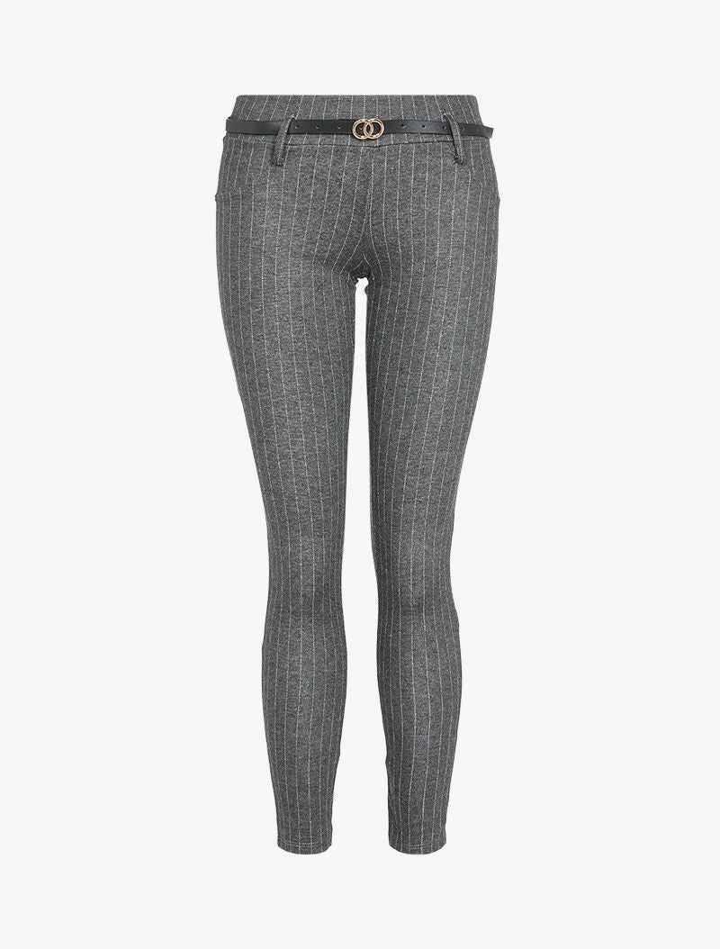 Pantalon slim à rayures - Gris foncé - 1