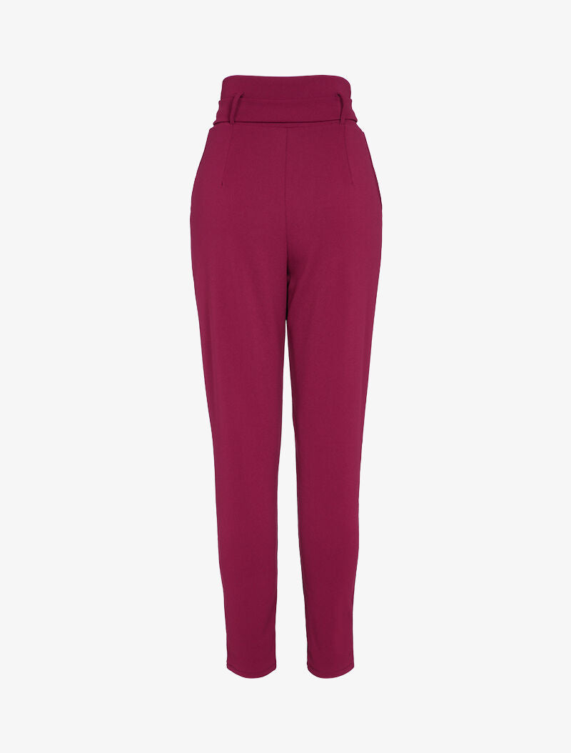 Pantalon carotte zippé à taille empire - Bordeaux - 2