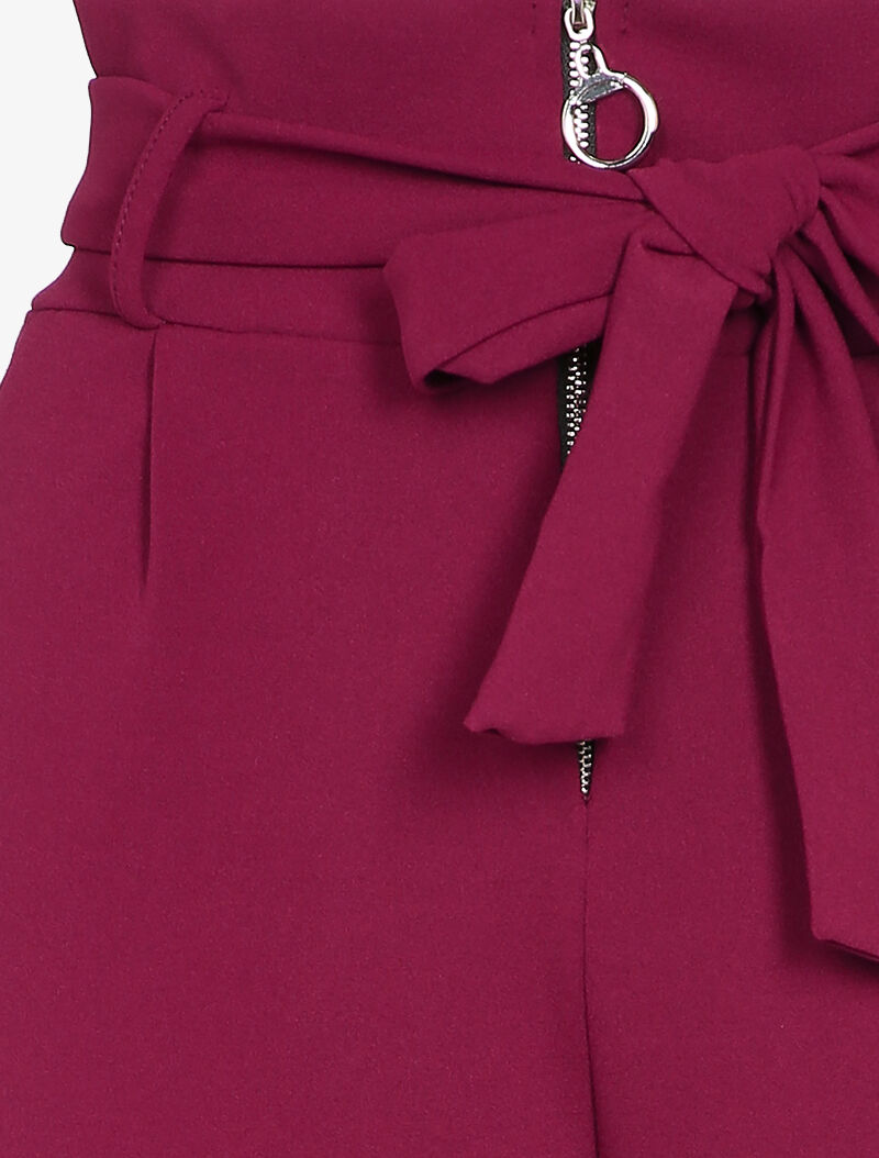 Pantalon carotte zippé à taille empire - Bordeaux - 3