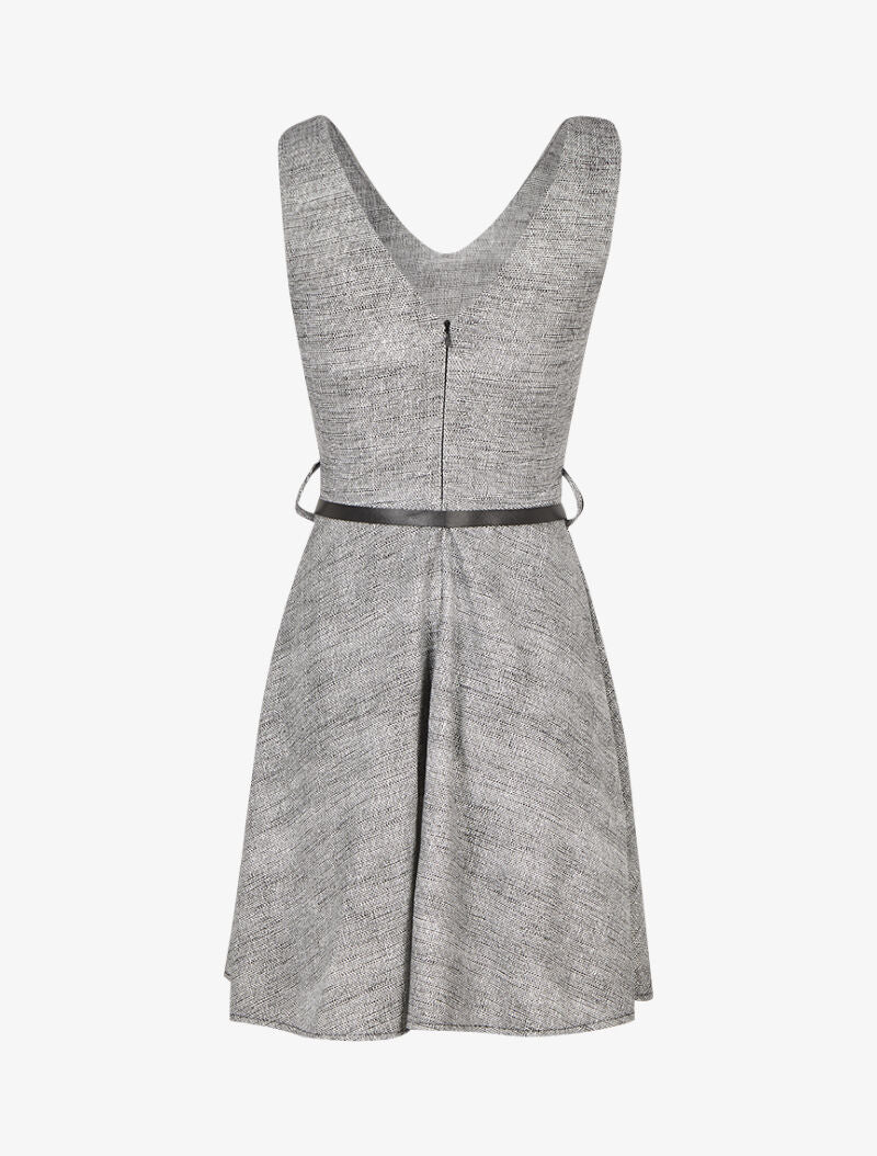 Robe patineuse sans manches effet tweed - Noir - 2