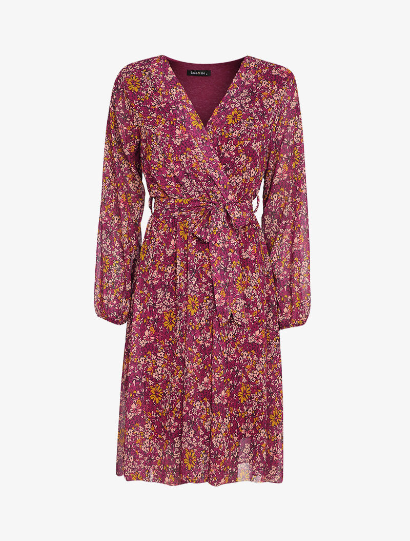 Robe patineuse à imprimé fleurs des champs - Bordeaux - 4