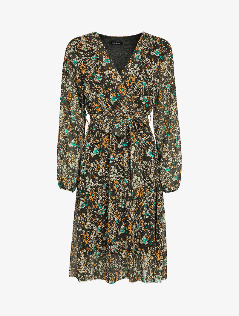 Robe patineuse à imprimé fleurs des champs - Noir - 1